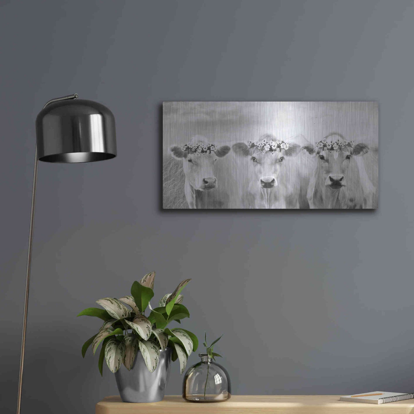 Luxe Metal Art 'The Flower Girls' by Lori Deiter, Metal Wall Art,24x12