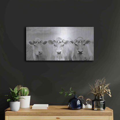 Luxe Metal Art 'The Flower Girls' by Lori Deiter, Metal Wall Art,24x12