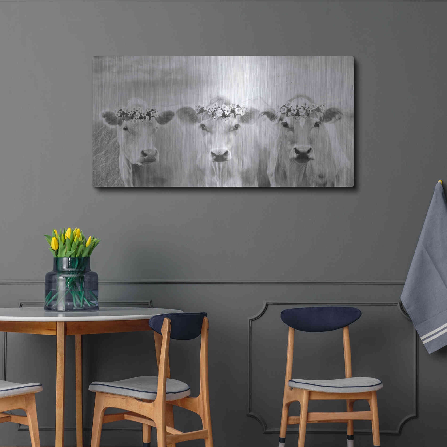 Luxe Metal Art 'The Flower Girls' by Lori Deiter, Metal Wall Art,48x24