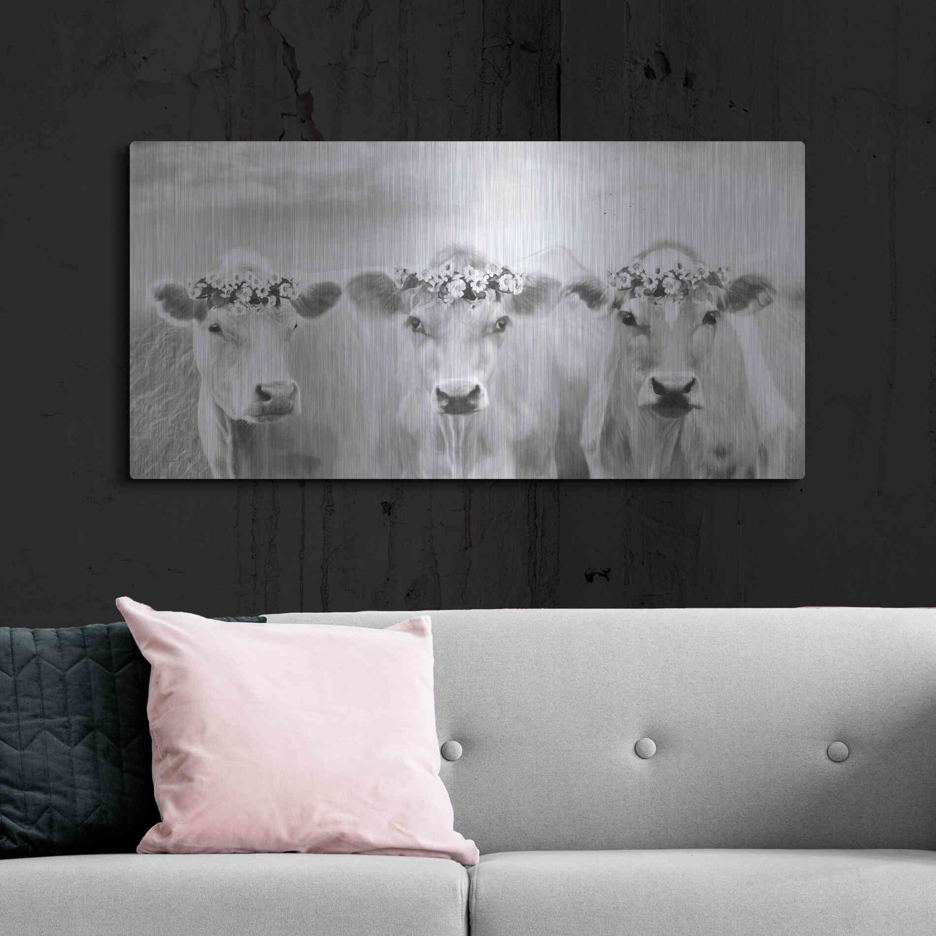 Luxe Metal Art 'The Flower Girls' by Lori Deiter, Metal Wall Art,48x24