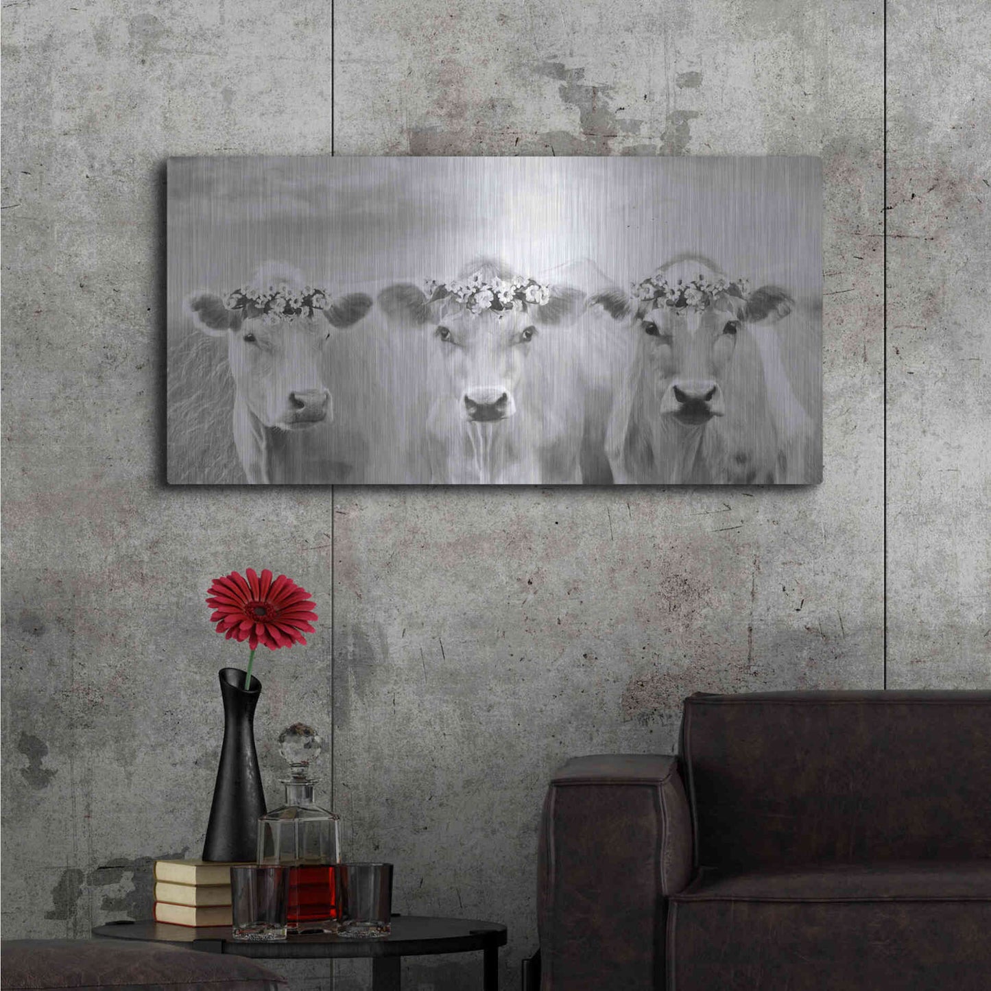 Luxe Metal Art 'The Flower Girls' by Lori Deiter, Metal Wall Art,48x24