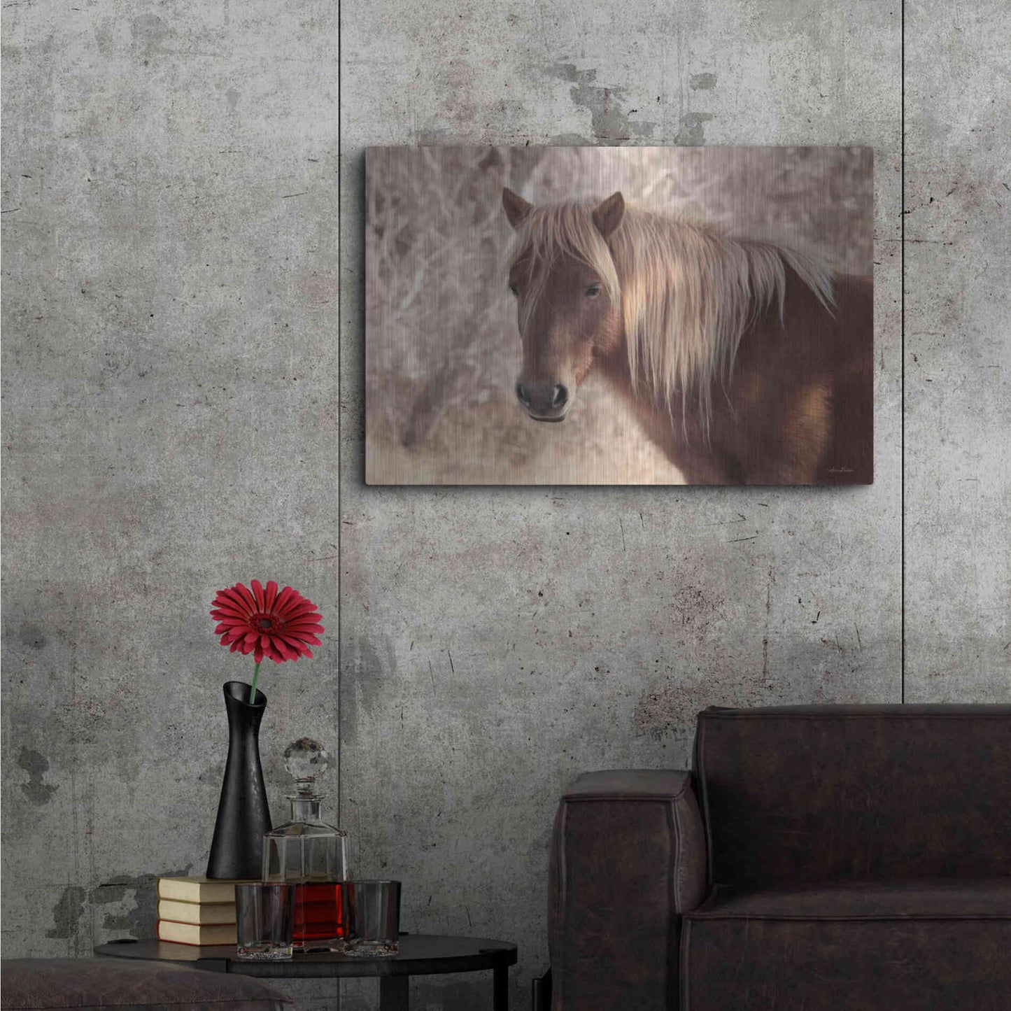 Luxe Metal Art 'Assateague Horse Portrait' by Lori Deiter, Metal Wall Art,36x24