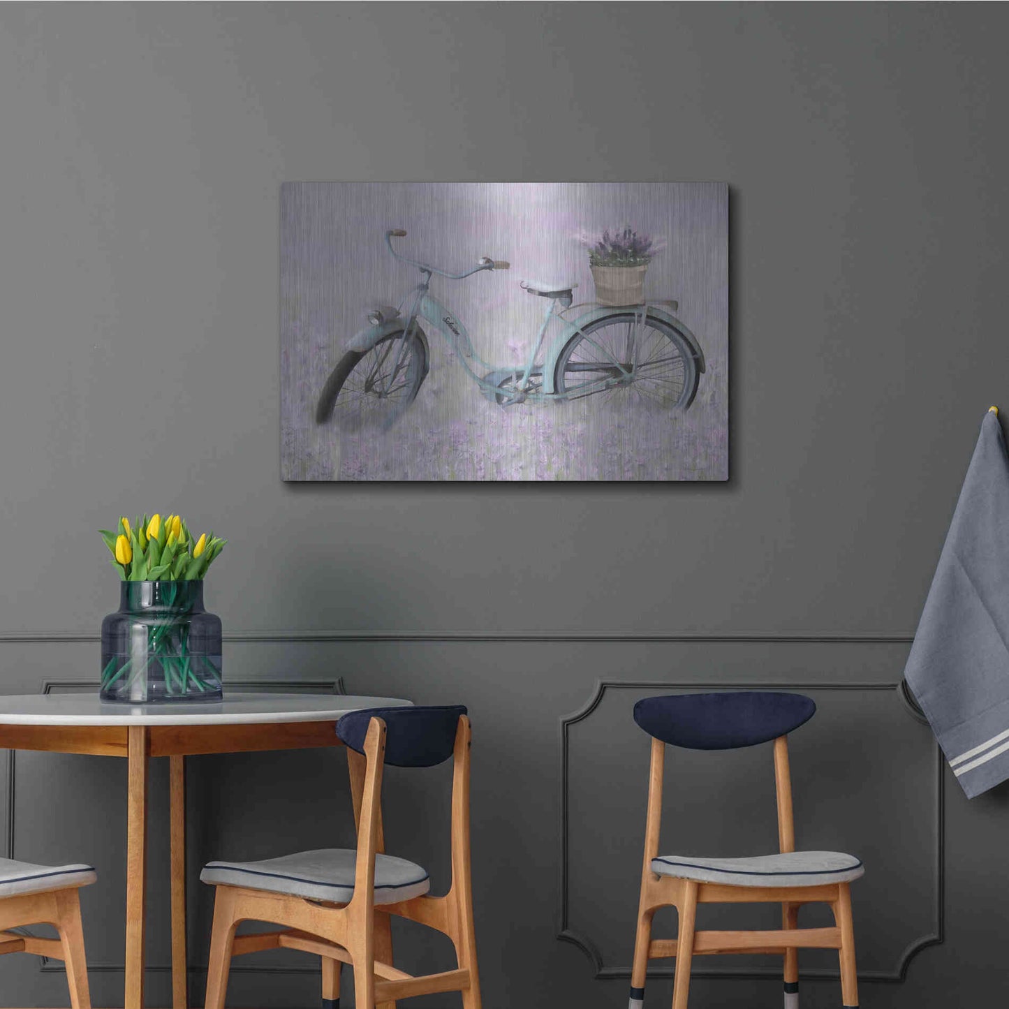 Luxe Metal Art 'Bicycle in Lavender' by Lori Deiter, Metal Wall Art,36x24