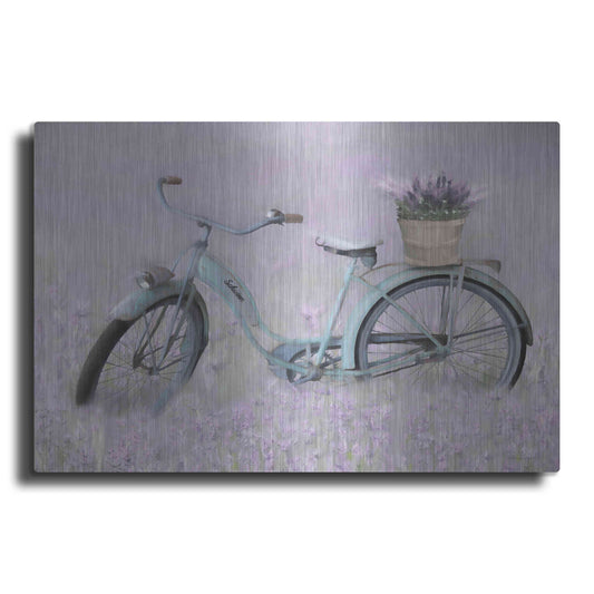 Luxe Metal Art 'Bicycle in Lavender' by Lori Deiter, Metal Wall Art