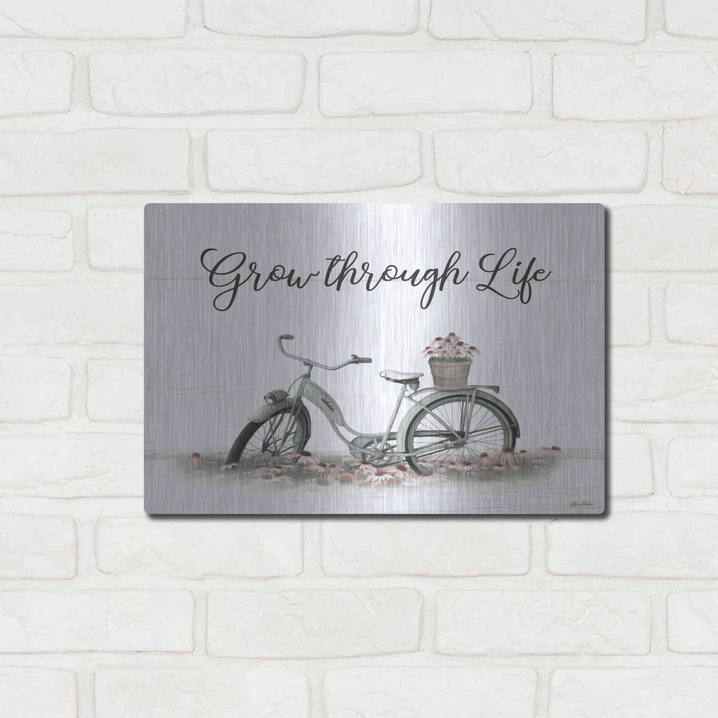 Luxe Metal Art 'Grow Through Life' by Lori Deiter, Metal Wall Art,16x12