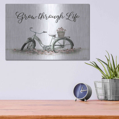 Luxe Metal Art 'Grow Through Life' by Lori Deiter, Metal Wall Art,16x12