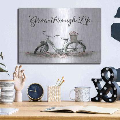 Luxe Metal Art 'Grow Through Life' by Lori Deiter, Metal Wall Art,16x12