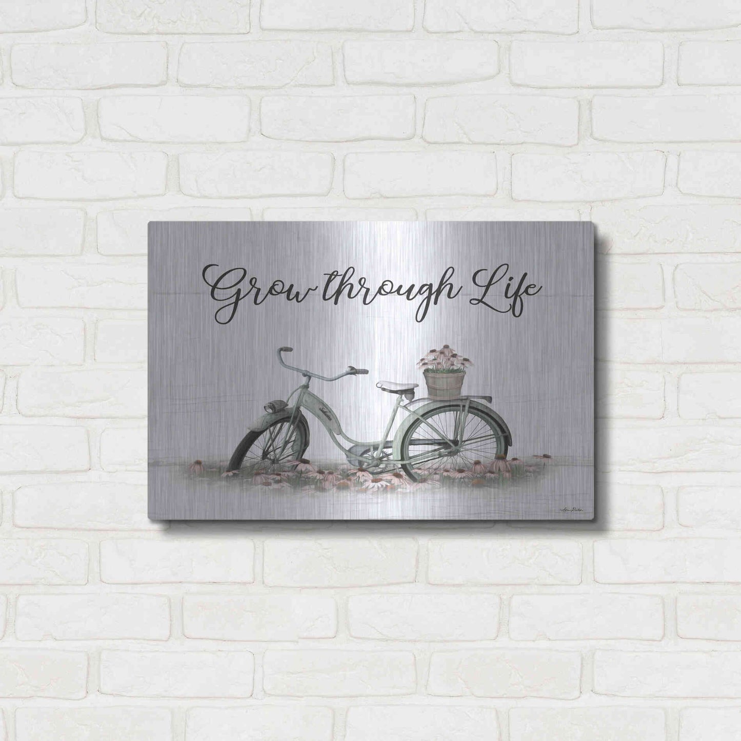 Luxe Metal Art 'Grow Through Life' by Lori Deiter, Metal Wall Art,24x16