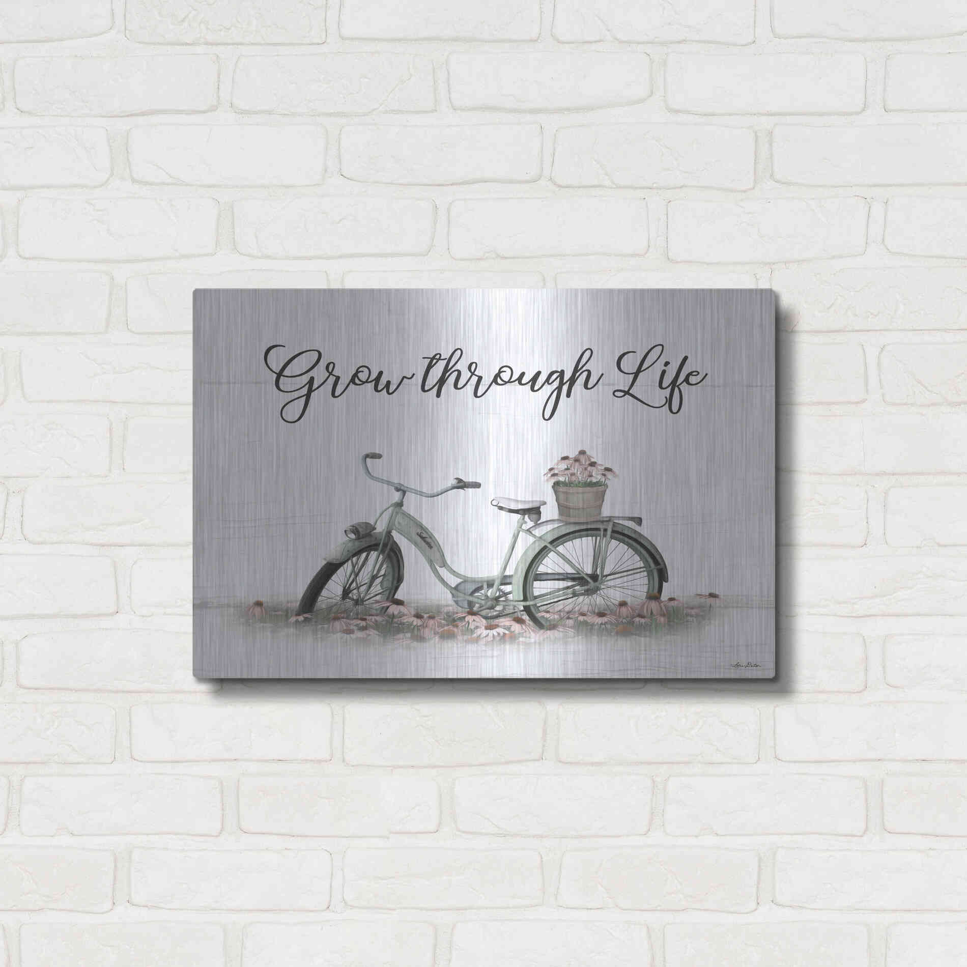 Luxe Metal Art 'Grow Through Life' by Lori Deiter, Metal Wall Art,24x16