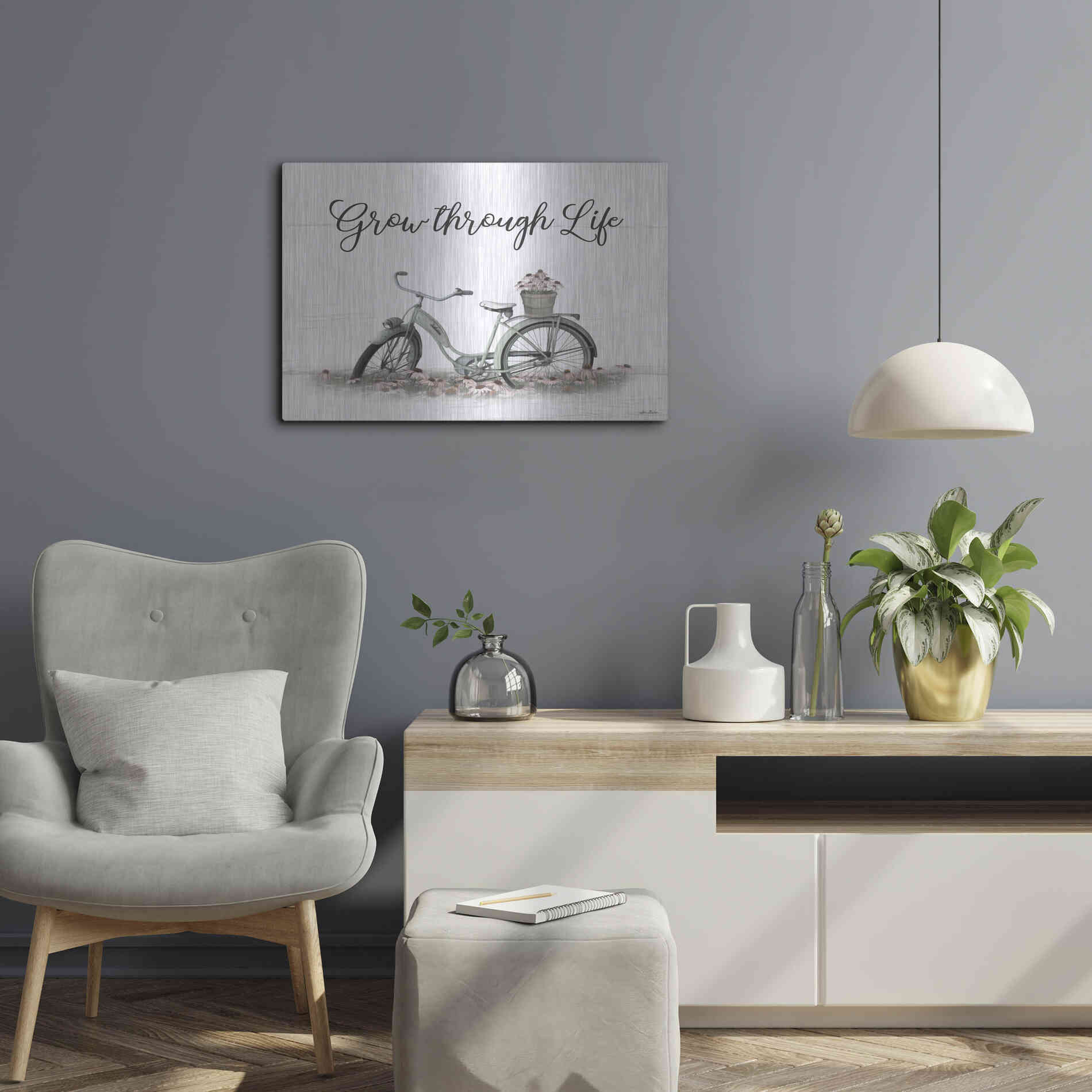Luxe Metal Art 'Grow Through Life' by Lori Deiter, Metal Wall Art,24x16