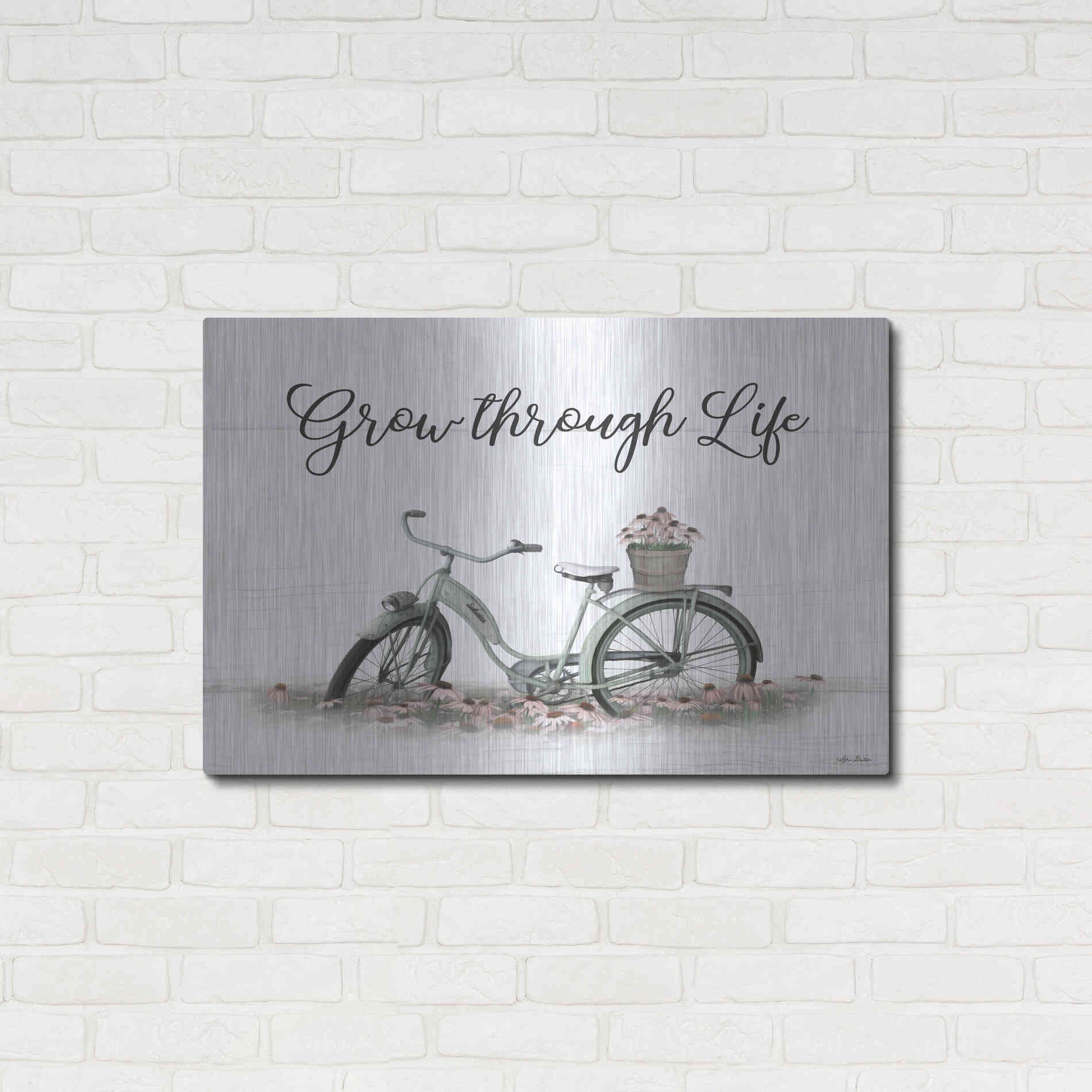 Luxe Metal Art 'Grow Through Life' by Lori Deiter, Metal Wall Art,36x24