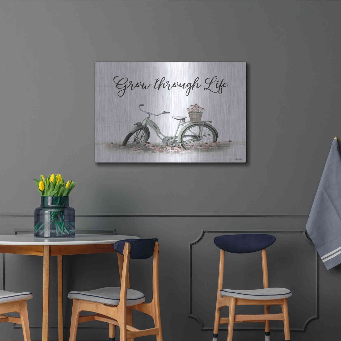 Luxe Metal Art 'Grow Through Life' by Lori Deiter, Metal Wall Art,36x24