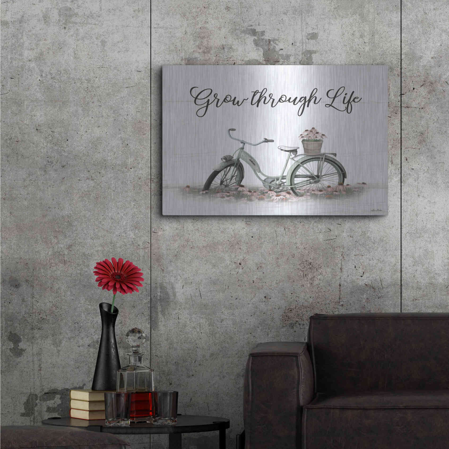 Luxe Metal Art 'Grow Through Life' by Lori Deiter, Metal Wall Art,36x24
