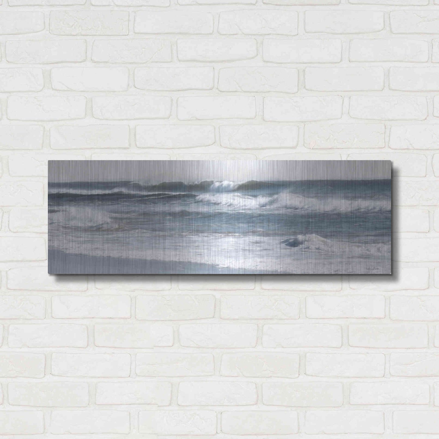 Luxe Metal Art 'Ocean Panorama' by Lori Deiter, Metal Wall Art,36x12