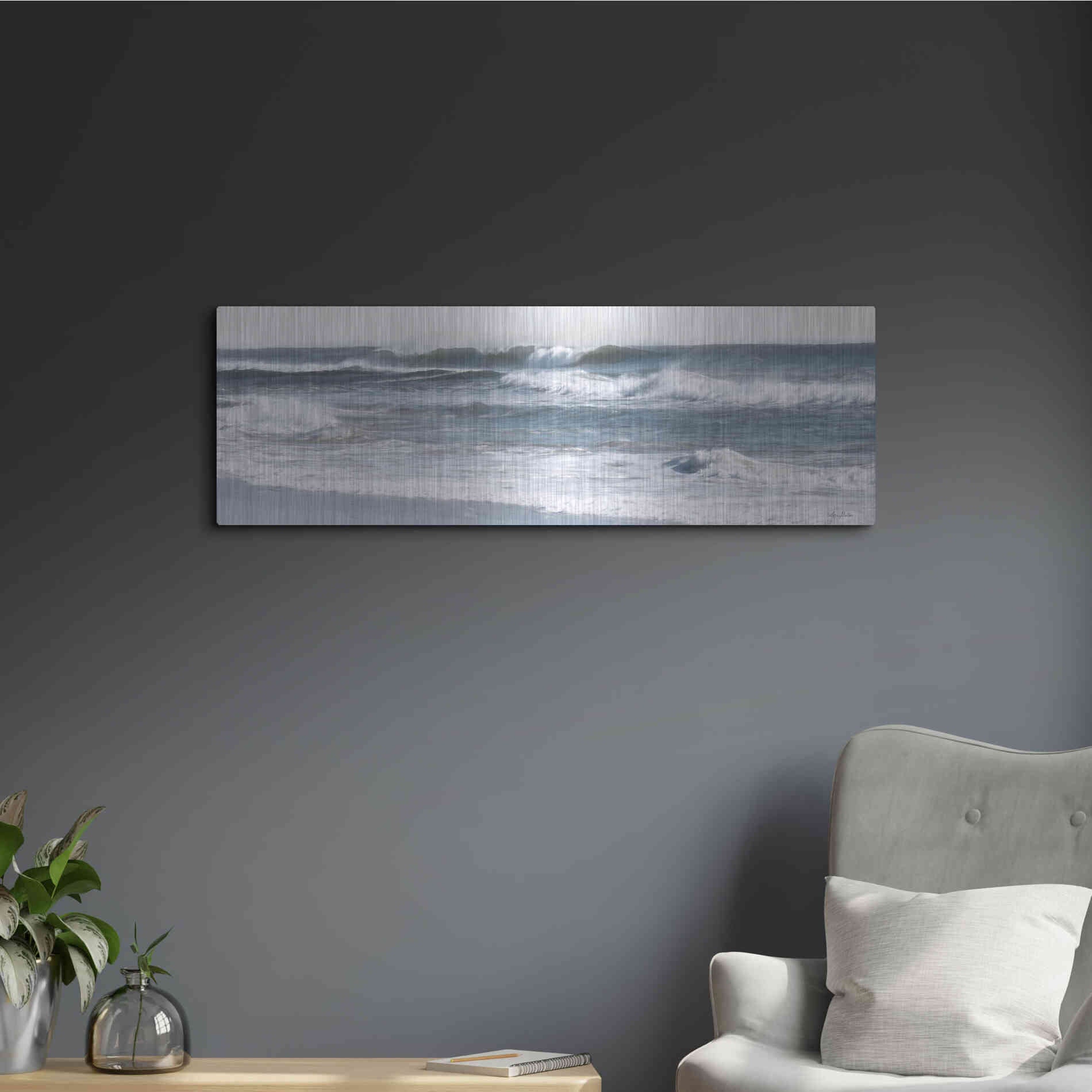 Luxe Metal Art 'Ocean Panorama' by Lori Deiter, Metal Wall Art,36x12