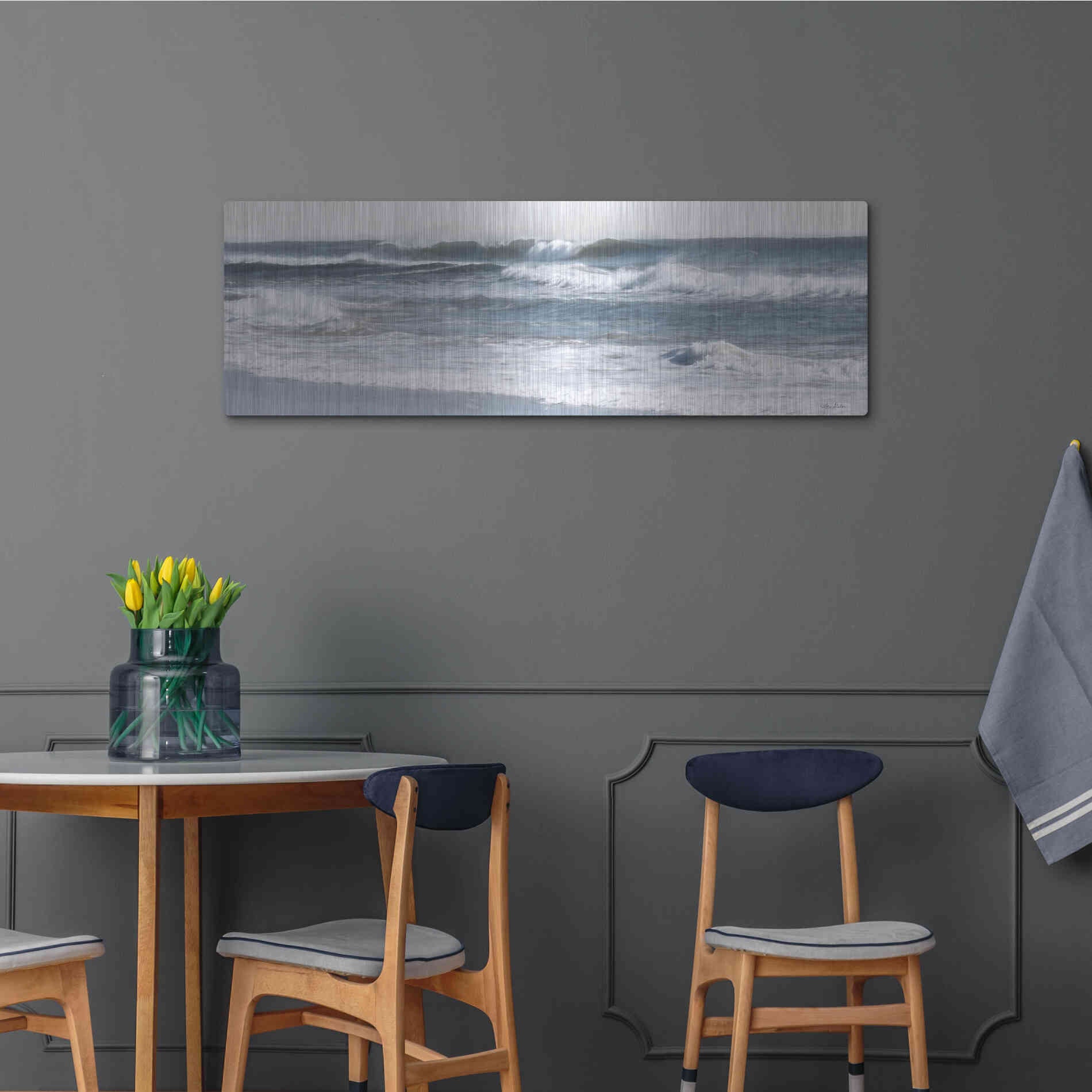 Luxe Metal Art 'Ocean Panorama' by Lori Deiter, Metal Wall Art,48x16
