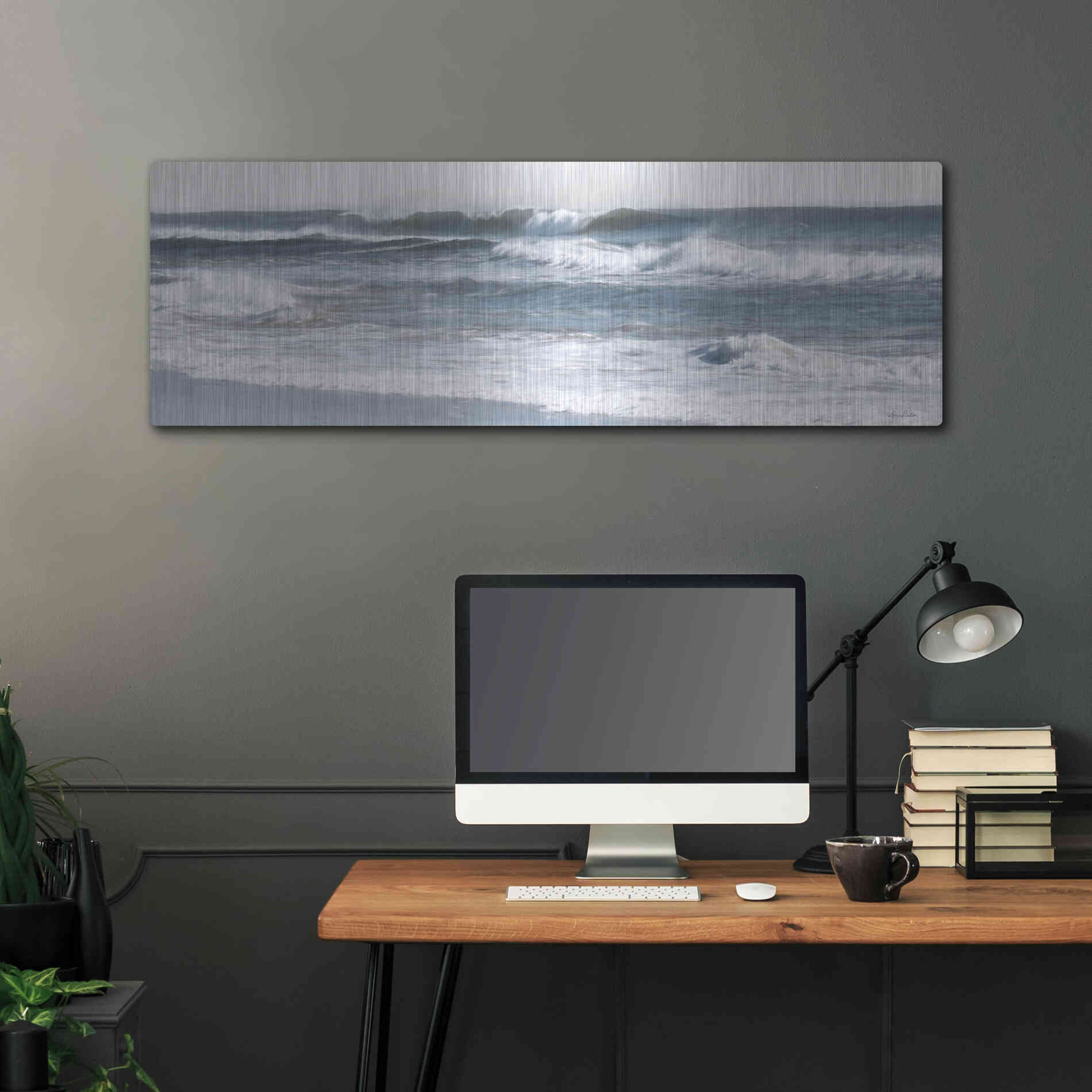 Luxe Metal Art 'Ocean Panorama' by Lori Deiter, Metal Wall Art,48x16
