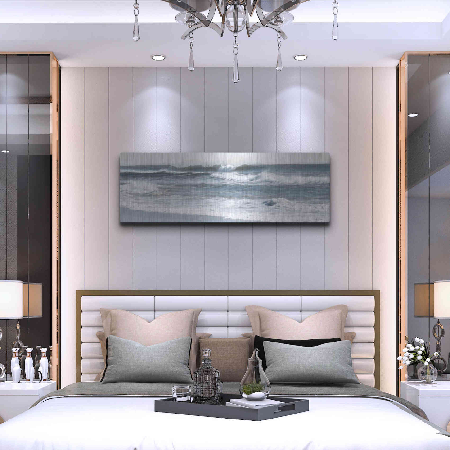 Luxe Metal Art 'Ocean Panorama' by Lori Deiter, Metal Wall Art,48x16