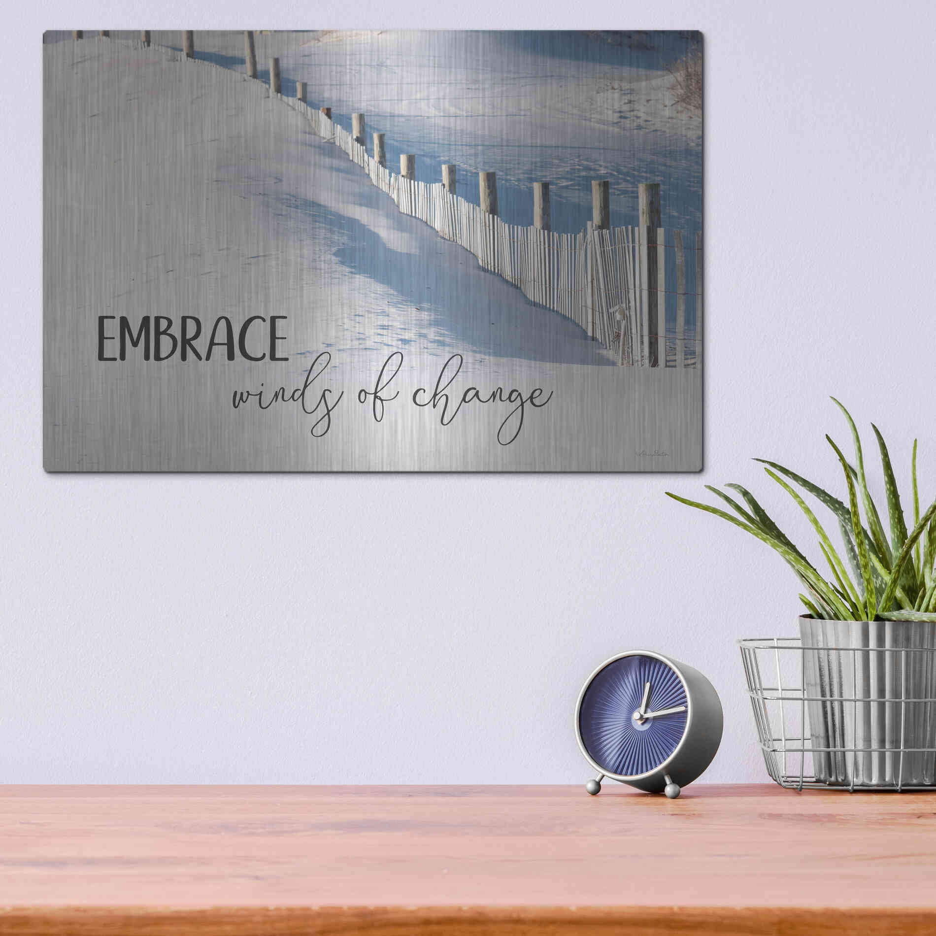 Luxe Metal Art 'Embrace Winds of Change' by Lori Deiter, Metal Wall Art,16x12