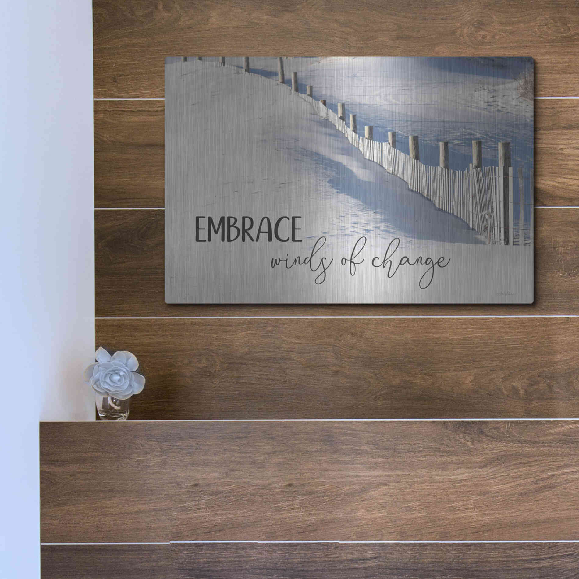 Luxe Metal Art 'Embrace Winds of Change' by Lori Deiter, Metal Wall Art,16x12