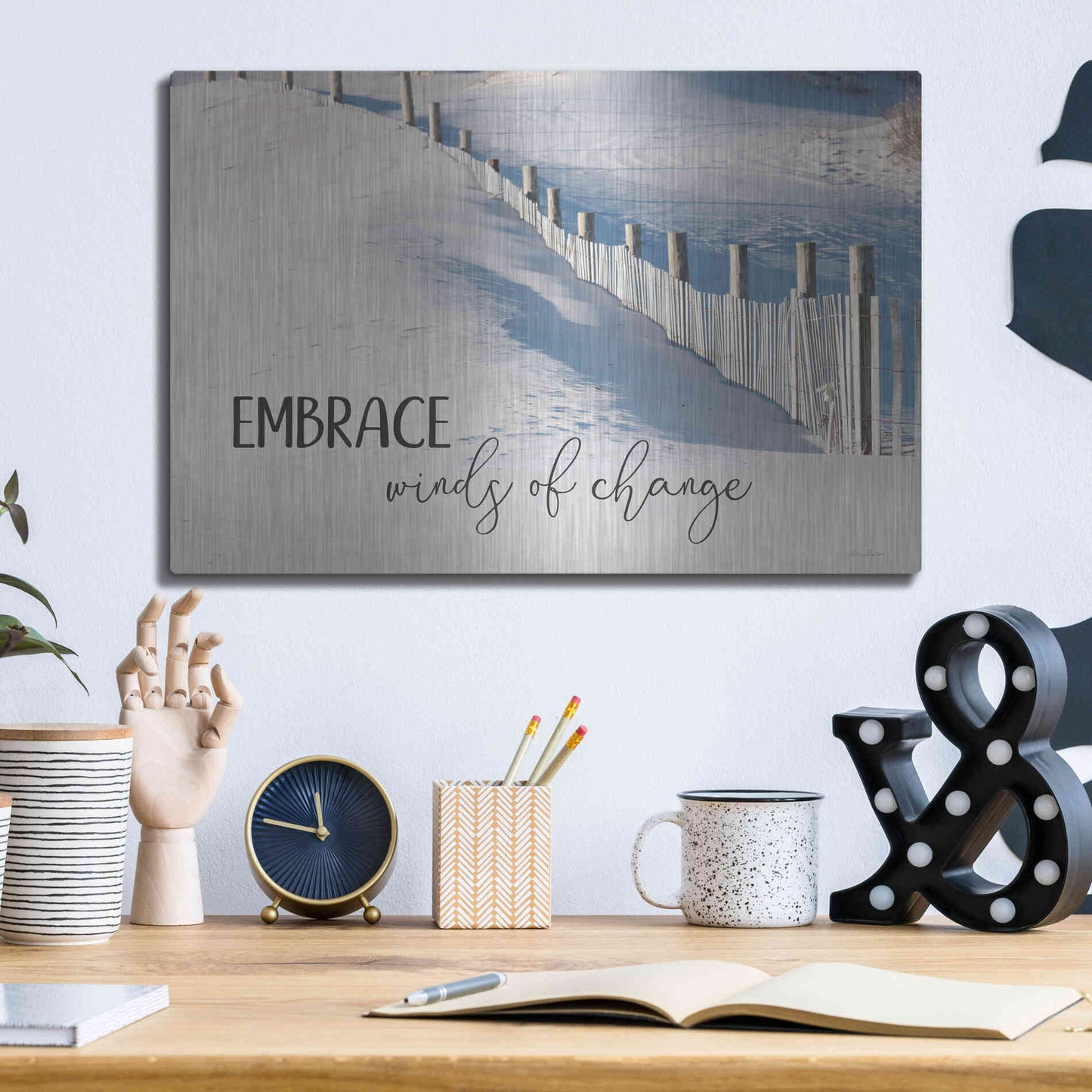 Luxe Metal Art 'Embrace Winds of Change' by Lori Deiter, Metal Wall Art,16x12