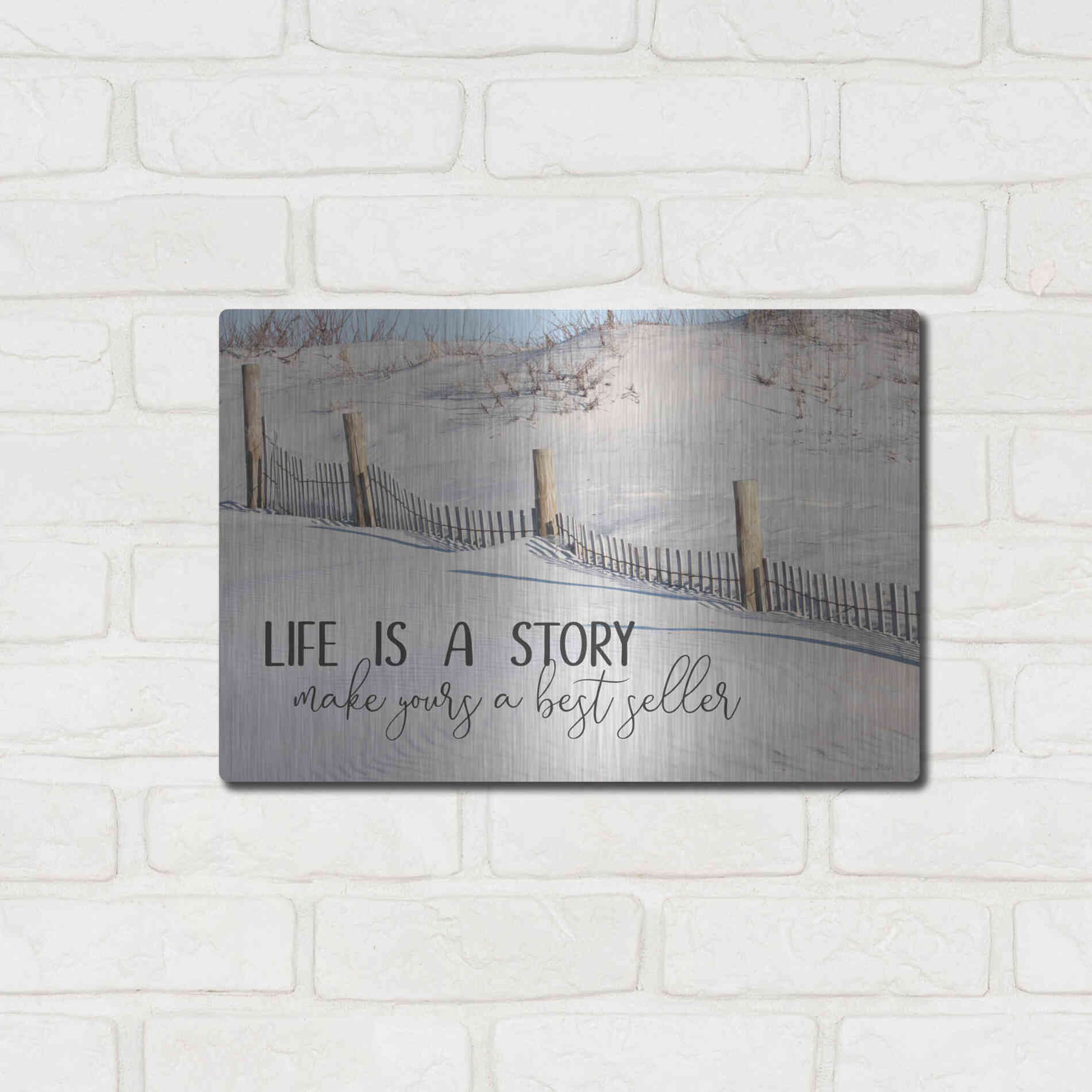 Luxe Metal Art 'Life is a Story' by Lori Deiter, Metal Wall Art,16x12