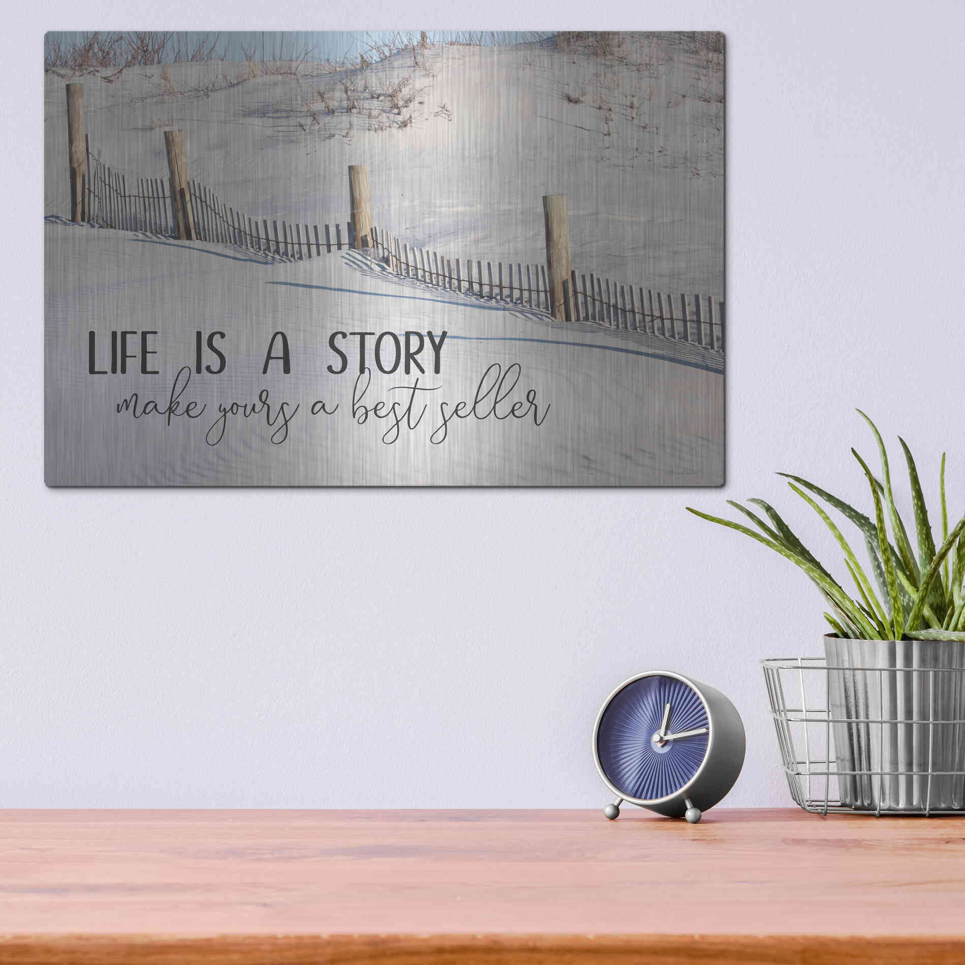 Luxe Metal Art 'Life is a Story' by Lori Deiter, Metal Wall Art,16x12