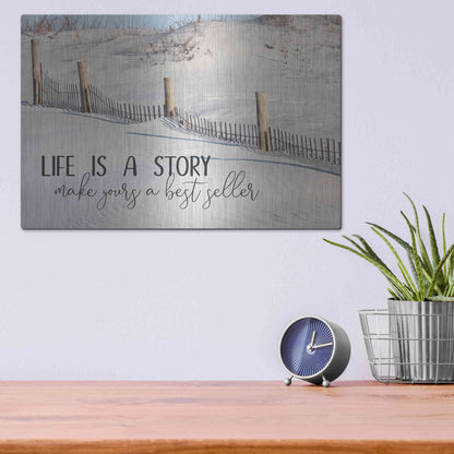 Luxe Metal Art 'Life is a Story' by Lori Deiter, Metal Wall Art,16x12