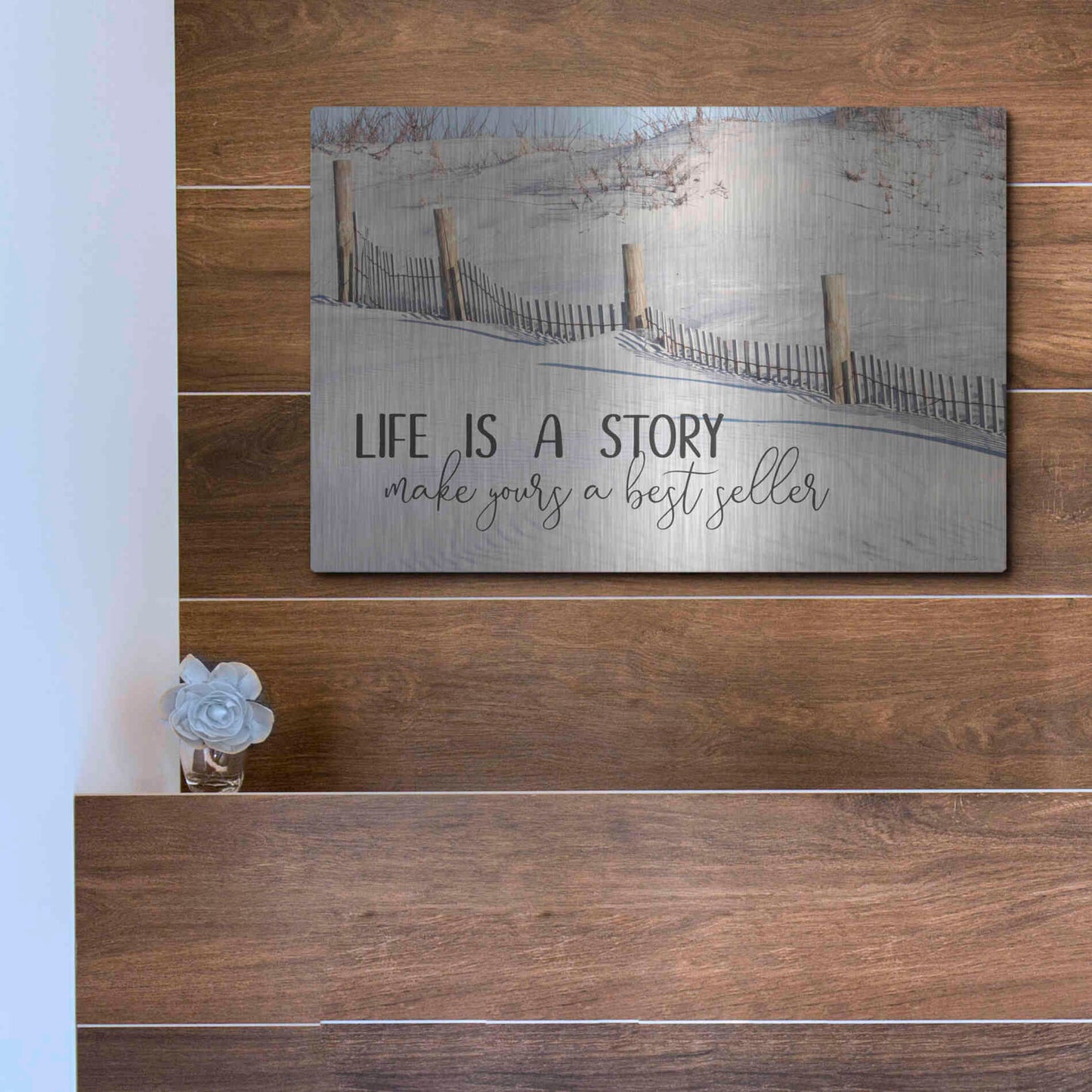 Luxe Metal Art 'Life is a Story' by Lori Deiter, Metal Wall Art,16x12
