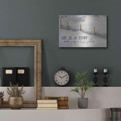 Luxe Metal Art 'Life is a Story' by Lori Deiter, Metal Wall Art,16x12