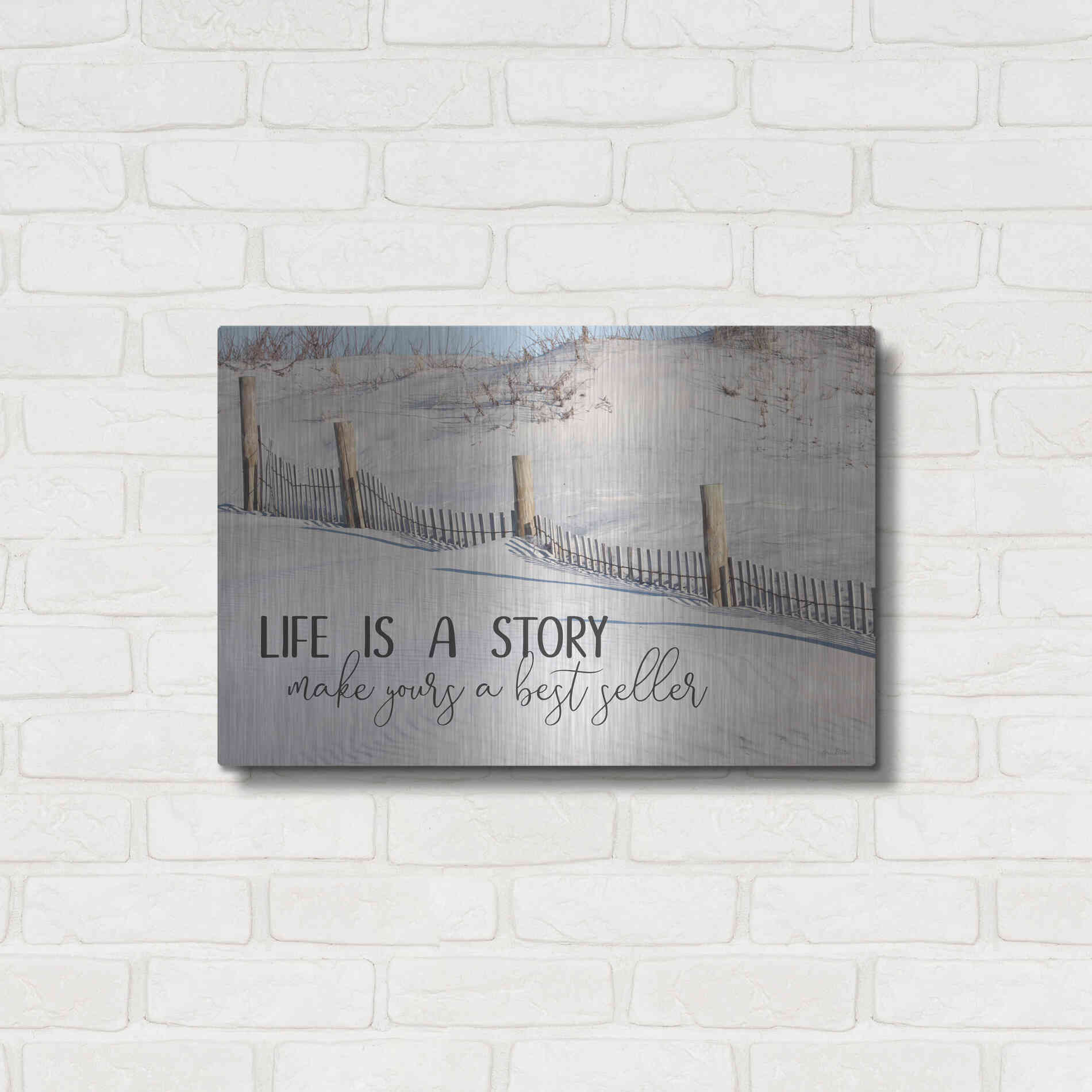 Luxe Metal Art 'Life is a Story' by Lori Deiter, Metal Wall Art,24x16
