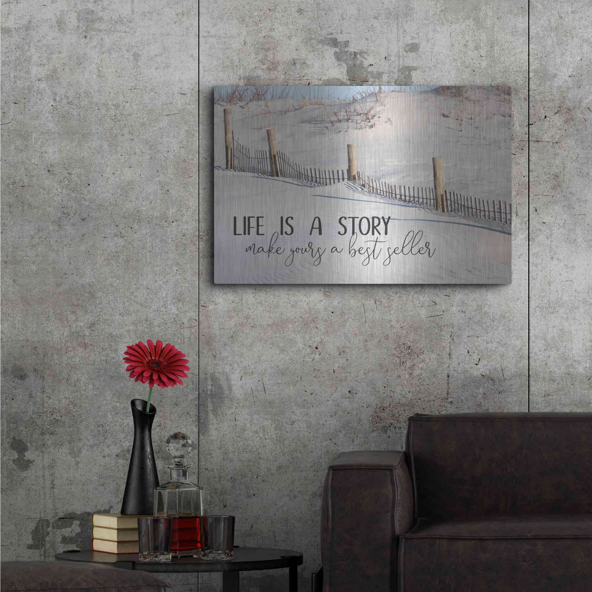 Luxe Metal Art 'Life is a Story' by Lori Deiter, Metal Wall Art,36x24