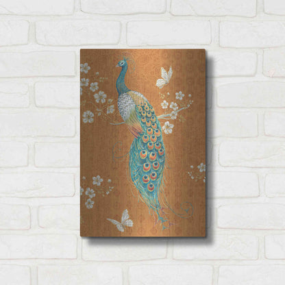 Luxe Metal Art 'Ornate Peacock X Spice' by Daphne Brissonet, Metal Wall Art,12x16