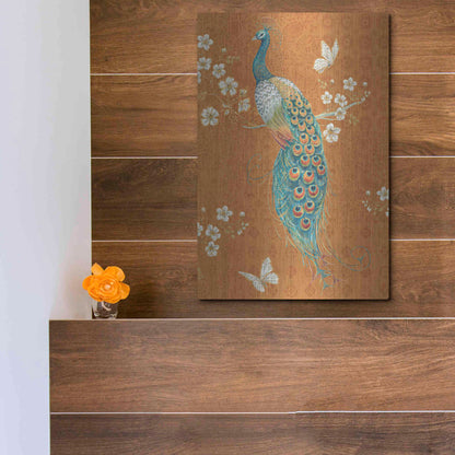 Luxe Metal Art 'Ornate Peacock X Spice' by Daphne Brissonet, Metal Wall Art,12x16