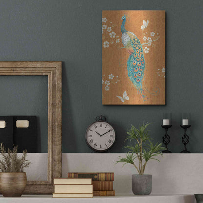 Luxe Metal Art 'Ornate Peacock X Spice' by Daphne Brissonet, Metal Wall Art,12x16