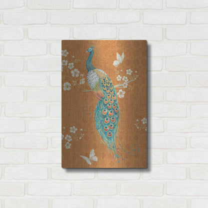 Luxe Metal Art 'Ornate Peacock X Spice' by Daphne Brissonet, Metal Wall Art,16x24