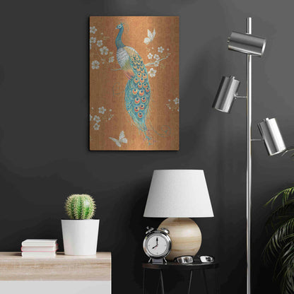 Luxe Metal Art 'Ornate Peacock X Spice' by Daphne Brissonet, Metal Wall Art,16x24