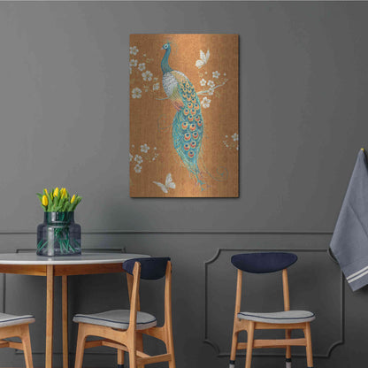 Luxe Metal Art 'Ornate Peacock X Spice' by Daphne Brissonet, Metal Wall Art,24x36