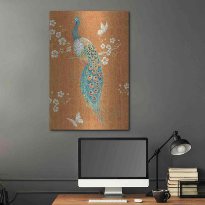 Luxe Metal Art 'Ornate Peacock X Spice' by Daphne Brissonet, Metal Wall Art,24x36