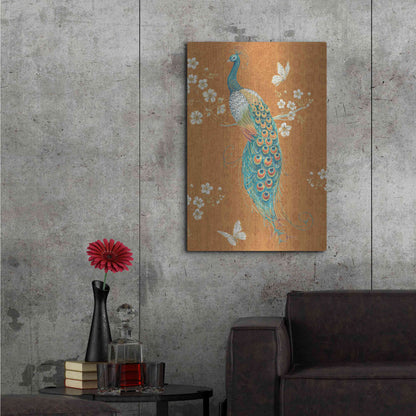 Luxe Metal Art 'Ornate Peacock X Spice' by Daphne Brissonet, Metal Wall Art,24x36