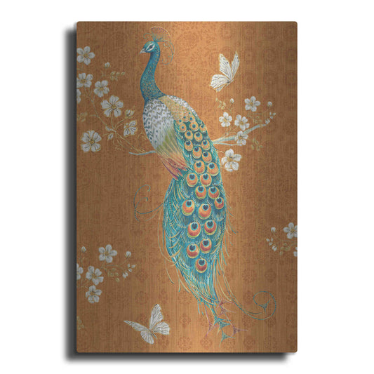 Luxe Metal Art 'Ornate Peacock X Spice' by Daphne Brissonet, Metal Wall Art