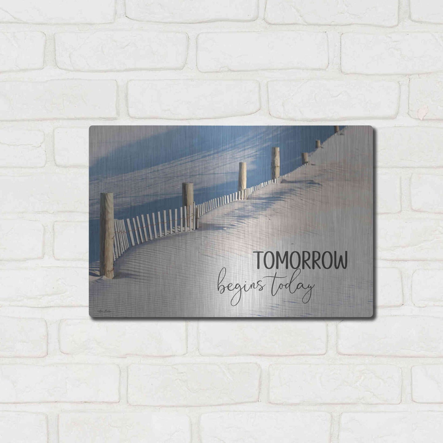 Luxe Metal Art 'Tomorrow Begins Today' by Lori Deiter, Metal Wall Art,16x12