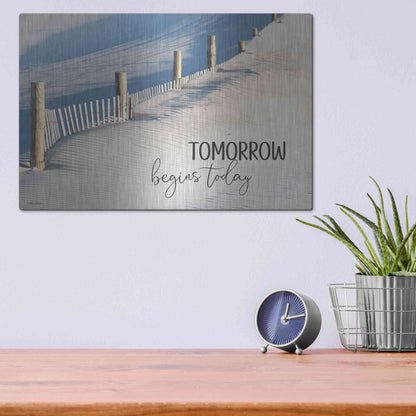Luxe Metal Art 'Tomorrow Begins Today' by Lori Deiter, Metal Wall Art,16x12