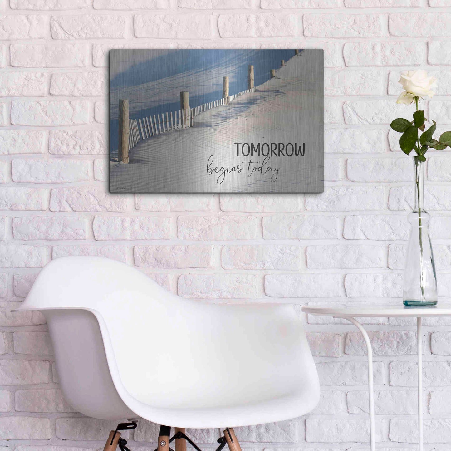 Luxe Metal Art 'Tomorrow Begins Today' by Lori Deiter, Metal Wall Art,24x16