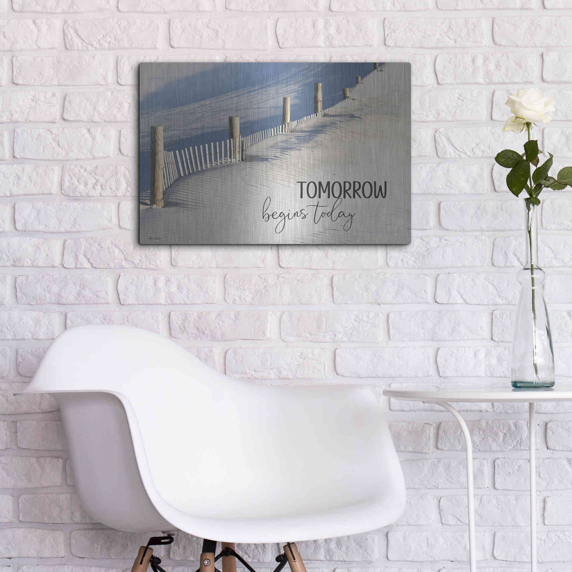 Luxe Metal Art 'Tomorrow Begins Today' by Lori Deiter, Metal Wall Art,24x16