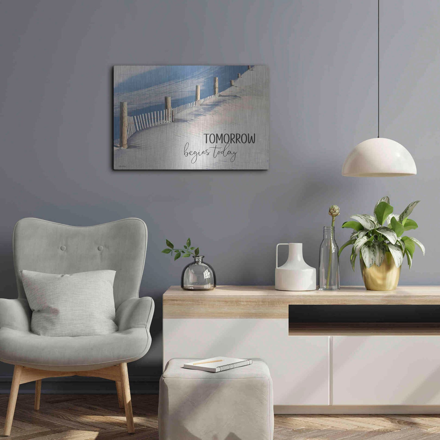 Luxe Metal Art 'Tomorrow Begins Today' by Lori Deiter, Metal Wall Art,24x16