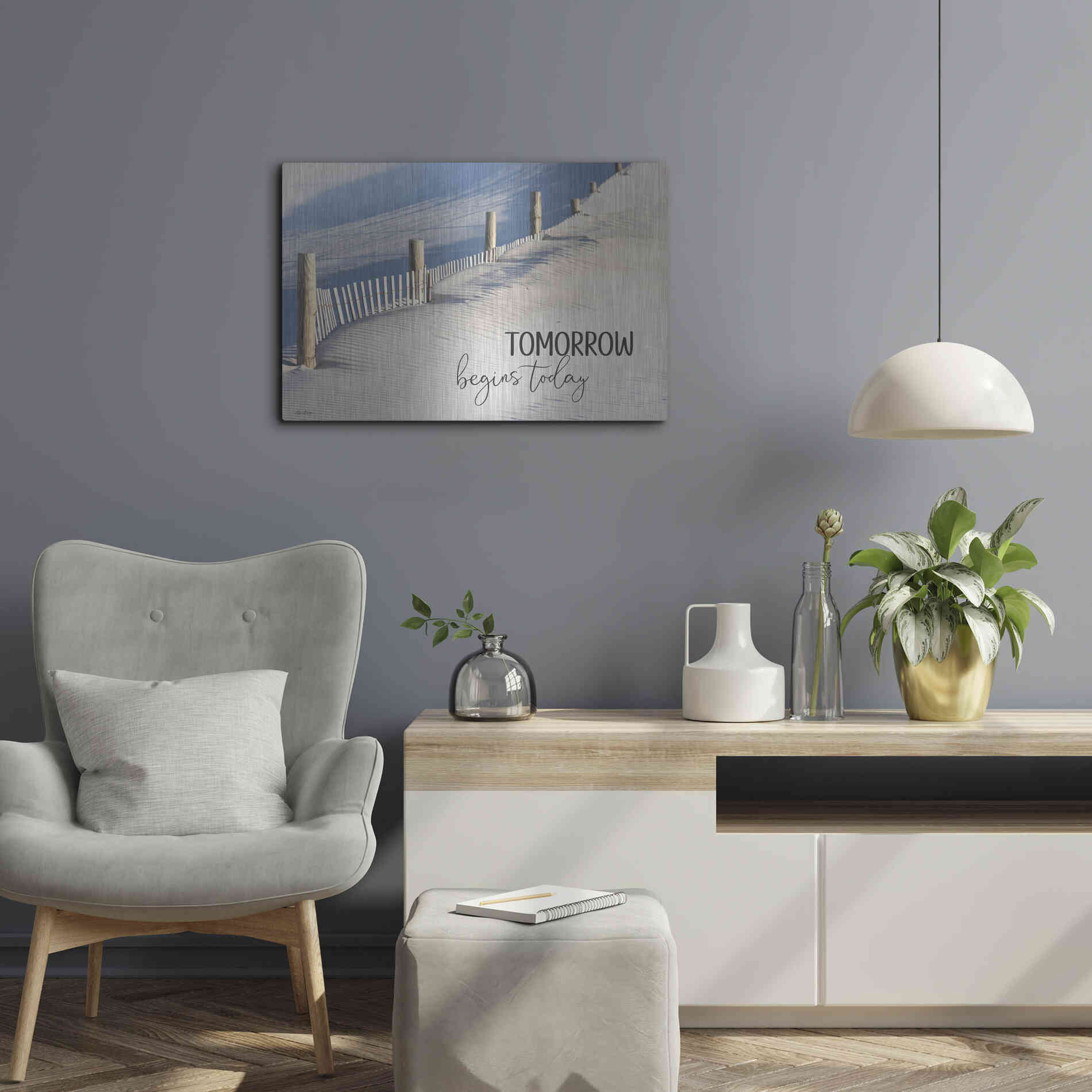 Luxe Metal Art 'Tomorrow Begins Today' by Lori Deiter, Metal Wall Art,24x16