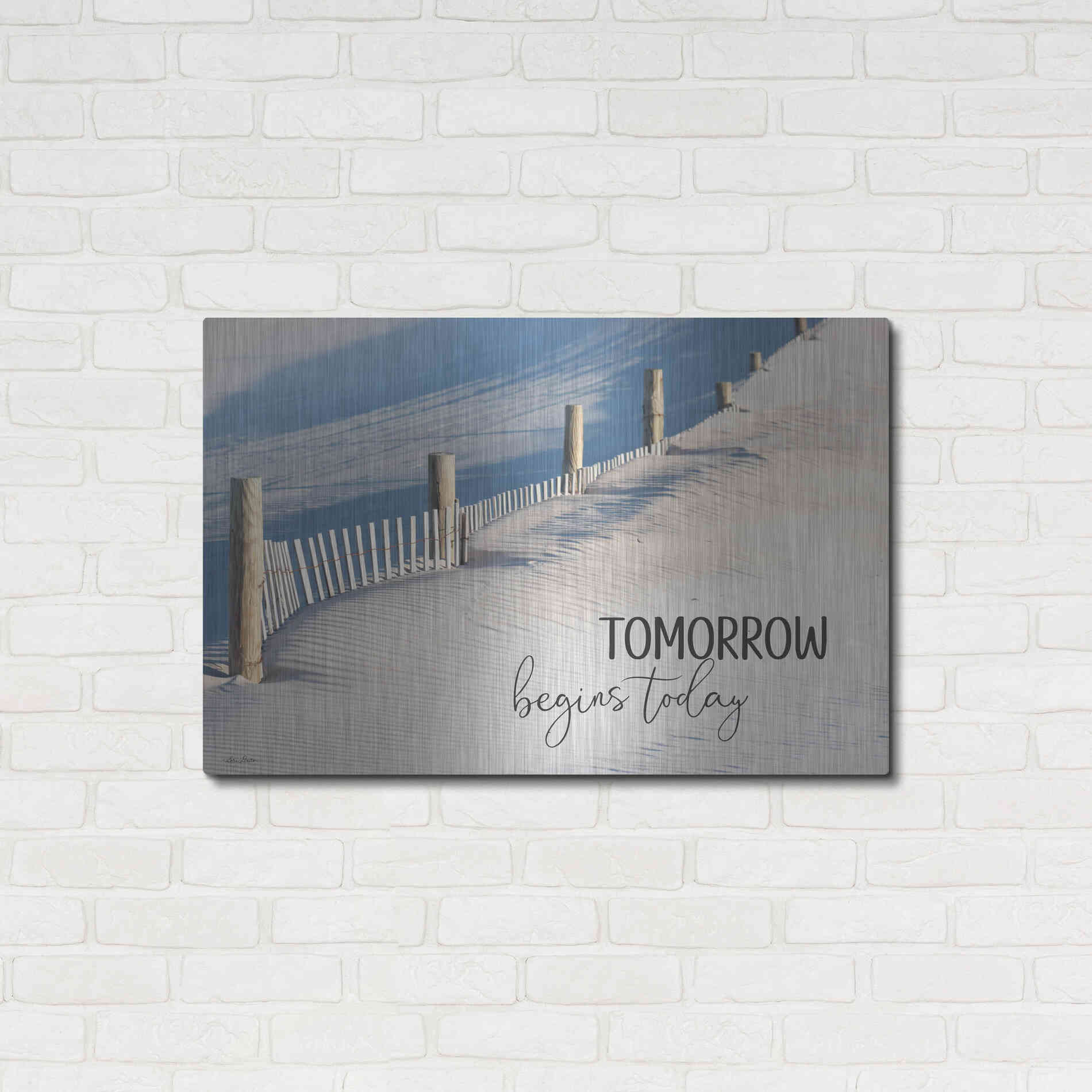 Luxe Metal Art 'Tomorrow Begins Today' by Lori Deiter, Metal Wall Art,36x24