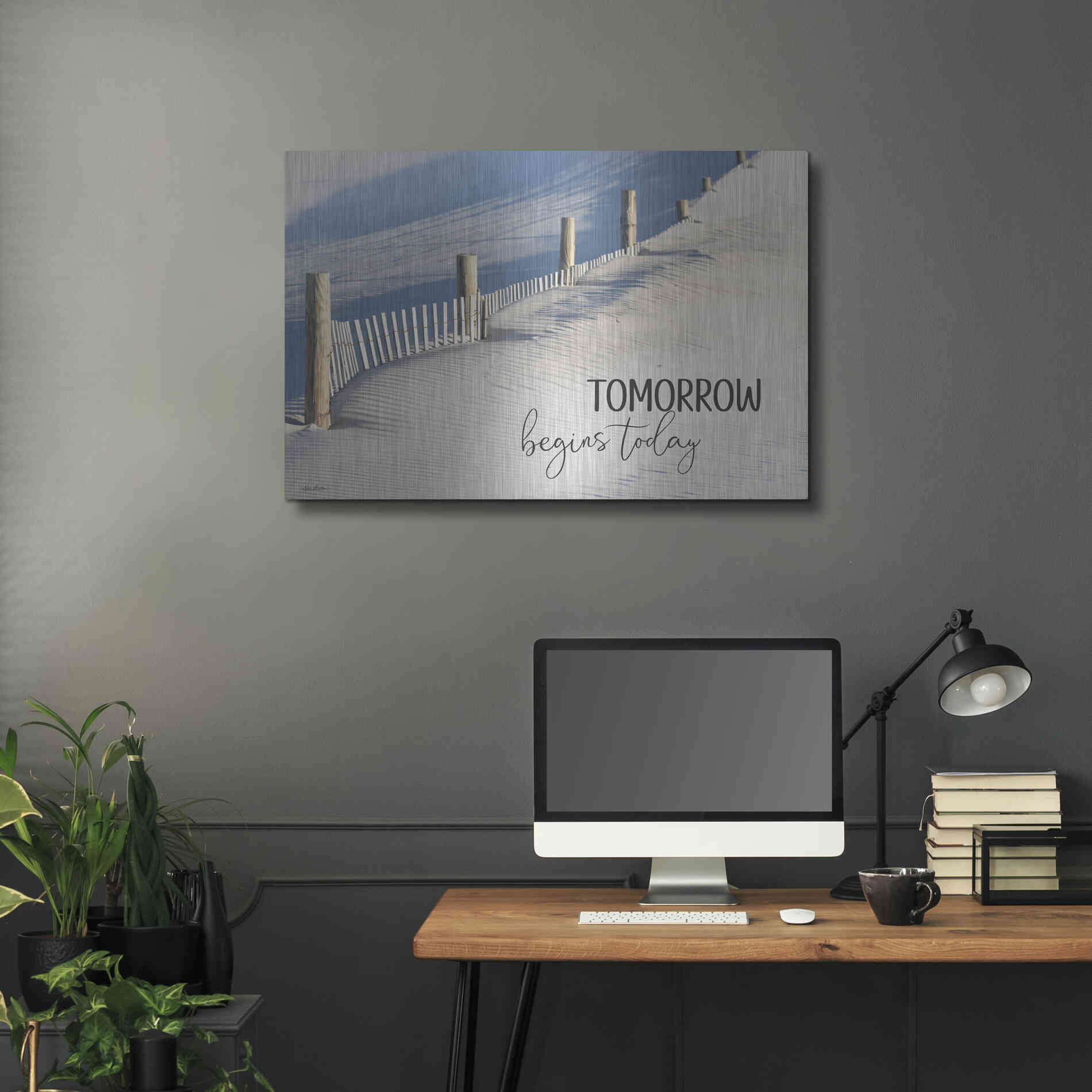 Luxe Metal Art 'Tomorrow Begins Today' by Lori Deiter, Metal Wall Art,36x24