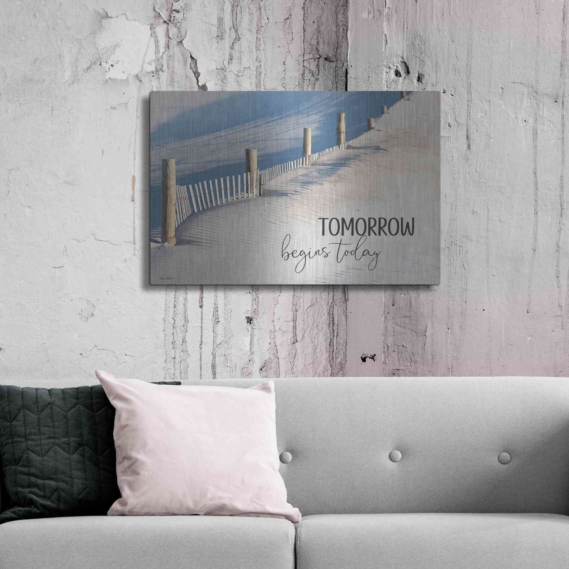 Luxe Metal Art 'Tomorrow Begins Today' by Lori Deiter, Metal Wall Art,36x24